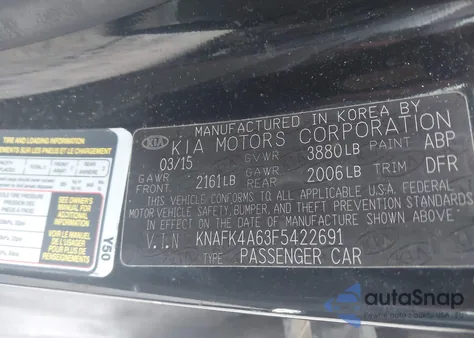 2015 Kia Forte Lx z USA, uszkodzony, nr VIN KNAFK4A63F5422691